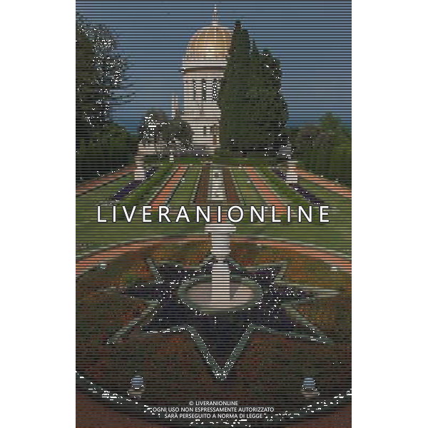 (131207) -- HAIFA (ISRAEL), Dec. 7, 2013 () -- Photo taken on Nov. 1, 2013, shows a garden in front of the Shrine of the Bab in Haifa, Israel. The Baha\'i Holy Places in Haifa and Western Galilee in Israel was inscribed on the UNESCO World Heritage List in 2008 for their profound spiritual meaning and the testimony they bear to the strong tradition of pilgrimage in the Baha\'i faith. The property includes the two most holy places in the Baha\'i religion associated with the founders, the Shrine of Baha\'u\'llah in Acre and the Shrine of the Bab in Haifa, together with their surrounding gardens, associated buildings and monuments. These two shrines are part of a larger complex of buildings, monuments and sites at seven distinct locations in Haifa and Western Galilee that are visited as part of the Baha\'i pilgrimage. (/Li Rui) AG ALDO LIVERANI SAS ONLY ITALY