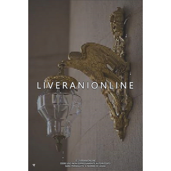 (131207) -- HAIFA (ISRAEL), Dec. 7, 2013 () -- Photo taken on Dec. 4, 2013, shows an eagle-shaped metal corridor light at the Shrine of the Bab in Haifa, Israel. The Baha\'i Holy Places in Haifa and Western Galilee in Israel was inscribed on the UNESCO World Heritage List in 2008 for their profound spiritual meaning and the testimony they bear to the strong tradition of pilgrimage in the Baha\'i faith. The property includes the two most holy places in the Baha\'i religion associated with the founders, the Shrine of Baha\'u\'llah in Acre and the Shrine of the Bab in Haifa, together with their surrounding gardens, associated buildings and monuments. These two shrines are part of a larger complex of buildings, monuments and sites at seven distinct locations in Haifa and Western Galilee that are visited as part of the Baha\'i pilgrimage. (/Li Rui) AG ALDO LIVERANI SAS ONLY ITALY