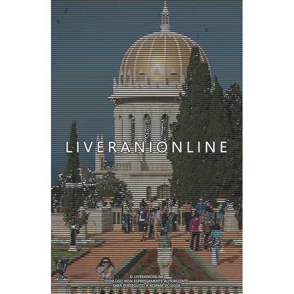 (131207) -- HAIFA (ISRAEL), Dec. 7, 2013 () -- Visitors tour the terraces of the Shrine of the Bab in Haifa, Israel, on Nov. 1, 2013. The Baha\'i Holy Places in Haifa and Western Galilee in Israel was inscribed on the UNESCO World Heritage List in 2008 for their profound spiritual meaning and the testimony they bear to the strong tradition of pilgrimage in the Baha\'i faith. The property includes the two most holy places in the Baha\'i religion associated with the founders, the Shrine of Baha\'u\'llah in Acre and the Shrine of the Bab in Haifa, together with their surrounding gardens, associated buildings and monuments. These two shrines are part of a larger complex of buildings, monuments and sites at seven distinct locations in Haifa and Western Galilee that are visited as part of the Baha\'i pilgrimage. (/Li Rui) AG ALDO LIVERANI SAS ONLY ITALY