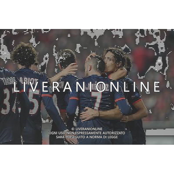 Joie PSG - Edinson CAVANI / Jeremy MENEZ - 10.12.2013 - Benfica / Paris Saint Germain - Champions League Photo Amandine Noel / Icon Sport AG ALDO LIVERANI SAS ONLY ITALY