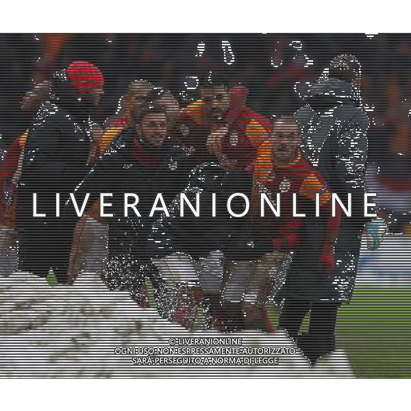 UEFA Champions League group B match between Galatasaray Istanbul and Juventus at Turk Telekom Arena Stadium on December 11, 2013 in Istanbul, Turkey. Match Score: Galatasaray 1 - Juventus 0 Pictured: Galatasaray\'s player Wesley Sneijder and Didier Drogba celebrates after goal. LIGA MISTRZOW PILKA NOZNA SEZON 2013/2014 FOT.SESKIM PHOTO/NEWSPIX.PL TURKEY, GERMANY, AUSTRIA AND UK OUT !!! --- Newspix.pl /AGENZIA ALDO LIVERANI SAS - ITALY ONLY - EDITORIAL USE ONLY *** Local Caption *** www.newspix.pl mail us: info@newspix.pl call us: 0048 022 23 22 222 --- Polish Picture Agency by Ringier Axel Springer Poland