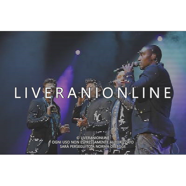 Blue perform at Brighton Centre on 9 December 2013. Band members include: Antony Costa Duncan James Lee Ryan Simon Webbe