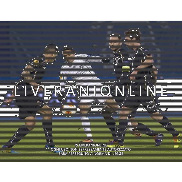 (131213) -- ZAGREB, December 13, 2013 () -- Marcelinho of Ludogorets Razgrad (2nd, L) fights for the ball with Dinamo Zagreb players during UEFA Europa League Group B soccer match at the Maksimir Stadium in Zagreb, Croatia, December 12, 2013. Ludogorets Razgrad won 2-1. (/Miso Lisanin)(yt) AG ALDO LIVERANI SAS ONLY ITALY