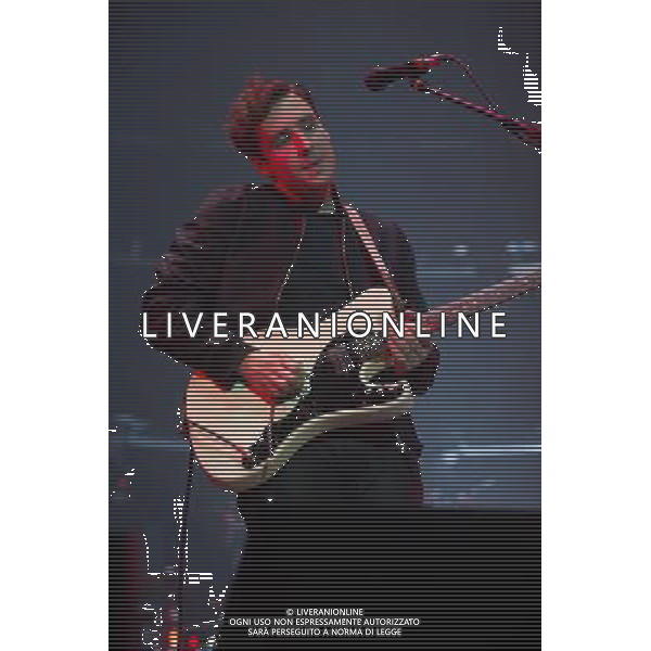 Sam Halliday of Northern Irish Indie rock band Two Door Cinema Club performs at their biggest show in London to date at The O2 Arena, London, England, UK on Friday 13th December. The band consists of Alex Trimble (lead vocals/guitar), Kevin Baird (bass) and Sam Halliday (lead guitar). ©PHOTOHSOT/AGENZIA ALDO LIVERANI SAS - ITALY ONLY - EDITORIAL USE ONLY