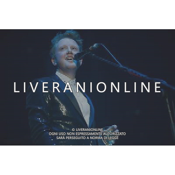 Alex Trimble of Northern Irish Indie rock band Two Door Cinema Club performs at their biggest show in London to date at The O2 Arena, London, England, UK on Friday 13th December. The band consists of Alex Trimble (lead vocals/guitar), Kevin Baird (bass) and Sam Halliday (lead guitar). ©PHOTOHSOT/AGENZIA ALDO LIVERANI SAS - ITALY ONLY - EDITORIAL USE ONLY