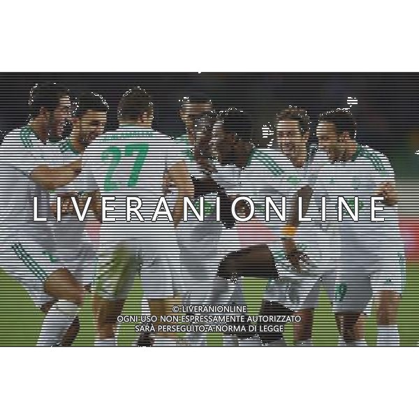 (131215) -- AGADIR, Dec. 15, 2013 () -- Kouko Guehi (R3) of Morocco\'s Raja Casablanca celebrates his goal during the match against Mexico\'s CF Monterrey at the FIFA\'s 2013 Club World Cup soccer match in Agadir, Morocco, Dec. 14, 2013. Raja Casablanca won the match 2-1. (/Guo Yong) ©PHOTOSHOT/AGENZIA ALDO LIVERANI SAS - ITALY ONLY - EDITORIAL USE ONLY