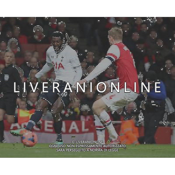 Tottenham Hotspur\'s Emmanuel Adebayor in action Photo by Kieran Galvin/CameraSport Football - FA Challenge Cup Third Round - Arsenal v Tottenham Hotspur - Saturday 4th January 2014 - Emirates Stadium - London © CameraSport - 43 Linden Ave. Countesthorpe. Leicester. England. LE8 5PG - Tel: +44 (0) 116 277 4147 - admin@camerasport.com - www.camerasport.com AG ALDO LIVERANI SAS ONLY ITALY