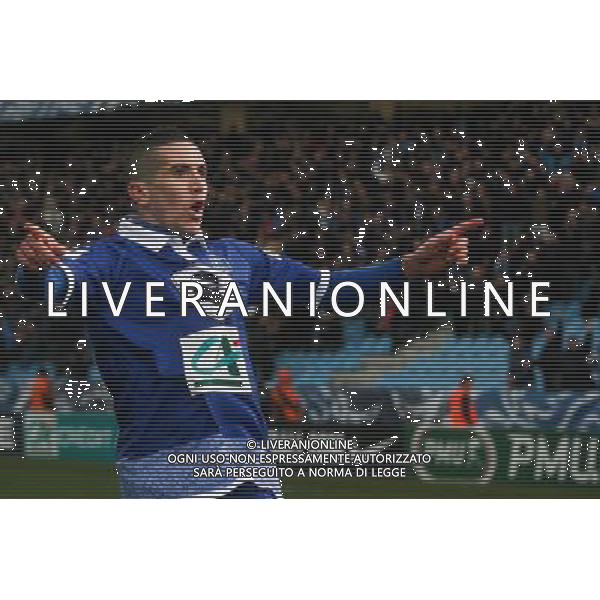 Joie Florian RASPENTINO - 05.01.2014 - Bastia / Evian Thonon - 32emeFinale Coupe de France - Photo : Michel Maestracci / Icon Sport AG ALDO LIVERANI SAS ONLY ITALY