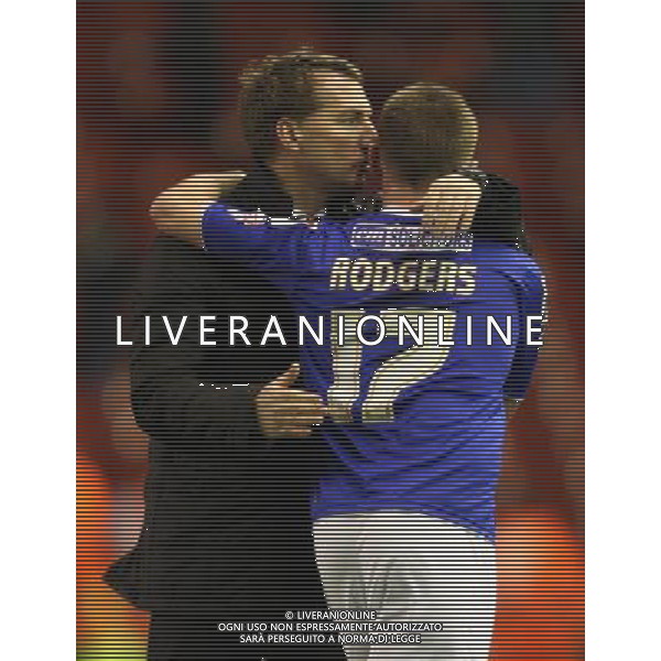 BRENDAN RODGERS HUGS HIS SON ANTON ROGERS LIVERPOOL V OLDHAM ATHLETIC LIVERPOOL V OLDHAM ATHLETIC BUDWEISER FA CUP 3RD ROUND ANFIELD, LIVERPOOL, ENGLAND 05 January 2014 GAT77317 WARNING! This Photograph May Only Be Used For Newspaper And/Or Magazine Editorial Purposes. May Not Be Used For Publications Involving 1 player, 1 Club Or 1 Competition Without Written Authorisation From Football DataCo Ltd. For Any Queries, Please Contact Football DataCo Ltd on +44 (0) 207 864 9121 AG ALDO LIVERANI SAS ONLY ITALY