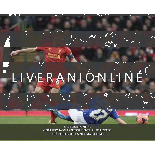 STEVEN GERRARD \' DANNY PHILLISKIRK LIVERPOOL V OLDHAM ATHLETIC LIVERPOOL V OLDHAM ATHLETIC BUDWEISER FA CUP 3RD ROUND ANFIELD, LIVERPOOL, ENGLAND 05 January 2014 GAT77313 WARNING! This Photograph May Only Be Used For Newspaper And/Or Magazine Editorial Purposes. May Not Be Used For Publications Involving 1 player, 1 Club Or 1 Competition Without Written Authorisation From Football DataCo Ltd. For Any Queries, Please Contact Football DataCo Ltd on +44 (0) 207 864 9121 AG ALDO LIVERANI SAS ONLY ITALY