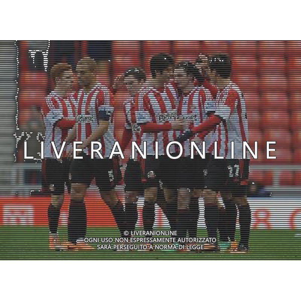 ADAM JOHNSON CELEBRATES GOAL WITH TEAM MATES SUNDERLAND FC V CARLISLE UTD FC SUNDERLAND FC V CARLISLE UTD FC, FA CUP 3RD ROUND STADIUM OF LIGHT, SUNDERLAND, ENGLAND 05 January 2014 GAT77291 BARCLAYS PREMIER LEAGUE 05/01/14 WARNING! This Photograph May Only Be Used For Newspaper And/Or Magazine Editorial Purposes. May Not Be Used For Publications Involving 1 player, 1 Club Or 1 Competition Without Written Authorisation From Football DataCo Ltd. For Any Queries, Please Contact Football DataCo Ltd on +44 (0) 207 864 9121
