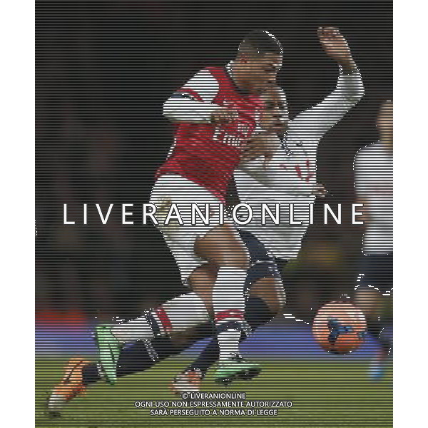 (140105) -- LONDON, Jan. 5, 2014 () -- Serge Gnabry(L) of Arsenal vies with Danny Rose of Tottenham Hotspur during FA Cup Third Round match between Arsenal and Tottenham Hotspur at Emirates Stadium in London, Britain on Jan. 4, 2014. Arsenal won 2-0. (/Wang Lili) FOR EDITORIAL USE ONLY. NOT FOR SALE FOR MARKETING OR ADVERTISING CAMPAIGNS. NO USE WITH UNAUTHORIZED AUDIO, VIDEO, DATA, FIXTURE LISTS, CLUBLEAGUE LOGOS OR LIVE SERVICES. ONLINE IN-MATCH USE LIMITED TO 45 IMAGES, NO VIDEO EMULATION. NO USE IN BETTING, GAMES OR SINGLE CLUBLEAGUEPLAYER PUBLICATIONS. AG ALDO LIVERANI SAS ONLY ITALY