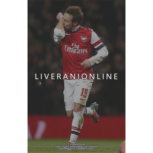 (140105) -- LONDON, Jan. 5, 2014 () -- Santi Cazorla of Arsenal celebrates scoring during FA Cup Third Round match between Arsenal and Tottenham Hotspur at Emirates Stadium in London, Britain on Jan. 4, 2014. Arsenal won 2-0. (/Wang Lili) FOR EDITORIAL USE ONLY. NOT FOR SALE FOR MARKETING OR ADVERTISING CAMPAIGNS. NO USE WITH UNAUTHORIZED AUDIO, VIDEO, DATA, FIXTURE LISTS, CLUBLEAGUE LOGOS OR LIVE SERVICES. ONLINE IN-MATCH USE LIMITED TO 45 IMAGES, NO VIDEO EMULATION. NO USE IN BETTING, GAMES OR SINGLE CLUBLEAGUEPLAYER PUBLICATIONS. AG ALDO LIVERANI SAS ONLY ITALY