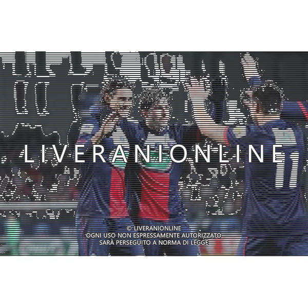 Joie Edinson CAVANI / MAXWELL - 08.01.2014 - Brest / Paris Saint Germain - 32emeFinale Coupe de France Photo : Maxime Kerriou / Icon Sport AG ALDO LIVERANI SAS ONLY ITALY