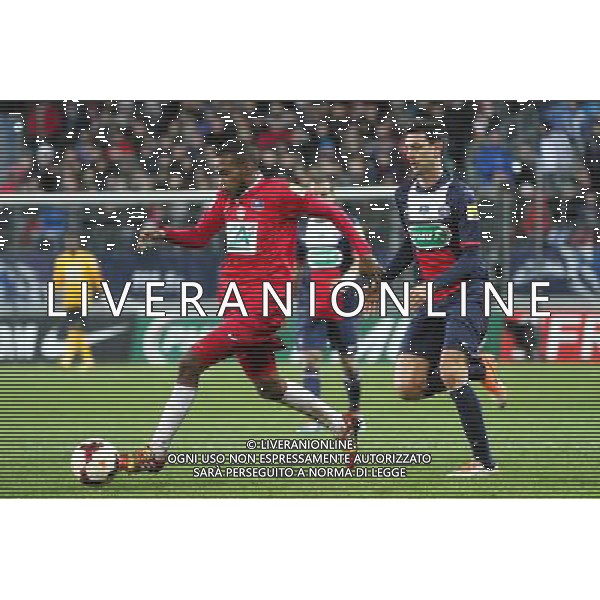 Wilfried MOIMBE / Javier PASTORE - 08.01.2014 - Brest / Paris Saint Germain - 32emeFinale Coupe de France Photo : Maxime Kerriou / Icon Sport AG ALDO LIVERANI SAS ONLY ITALY