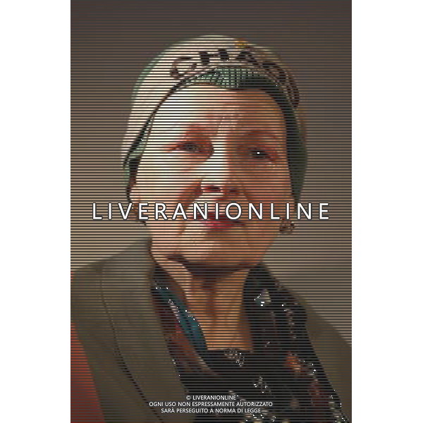 Vivienne Westwood holds press conference alongside End Ecocide in Europe director Prisca Merz to call for environmental destruction to be recognised as a crime on January 15, 2014 at HMS President in London, England. Follows Monday\'s announcement that Total will invest in shale gas in the UK, and comes ahead of a January 21 deadline to achieve one million signatures on an initiative to establish ecocide as a crime. AG ALDO LIVERANI SAS ONLY ITALY