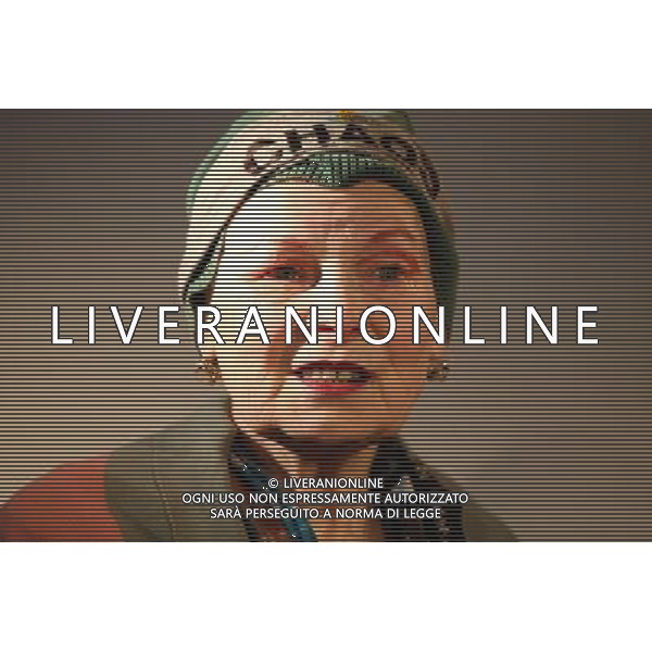 Vivienne Westwood holds press conference alongside End Ecocide in Europe director Prisca Merz to call for environmental destruction to be recognised as a crime on January 15, 2014 at HMS President in London, England. Follows Monday\'s announcement that Total will invest in shale gas in the UK, and comes ahead of a January 21 deadline to achieve one million signatures on an initiative to establish ecocide as a crime. AG ALDO LIVERANI SAS ONLY ITALY