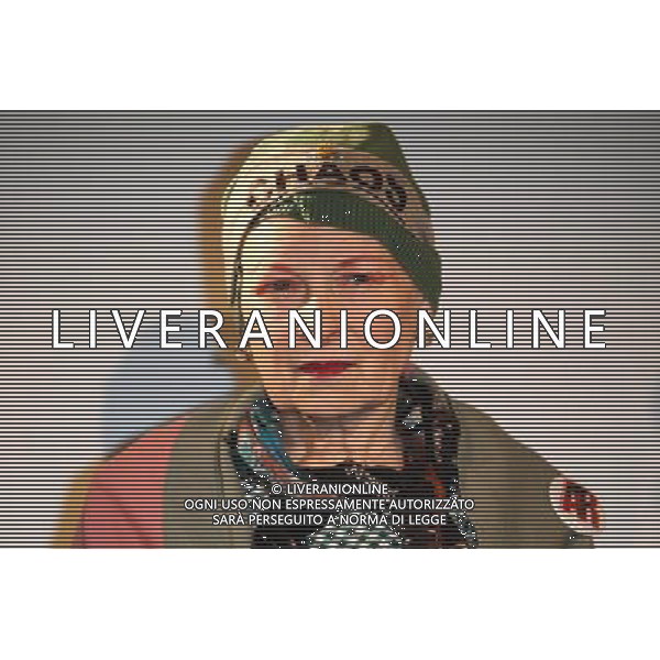 Vivienne Westwood holds press conference alongside End Ecocide in Europe director Prisca Merz to call for environmental destruction to be recognised as a crime on January 15, 2014 at HMS President in London, England. Follows Monday\'s announcement that Total will invest in shale gas in the UK, and comes ahead of a January 21 deadline to achieve one million signatures on an initiative to establish ecocide as a crime. AG ALDO LIVERANI SAS ONLY ITALY