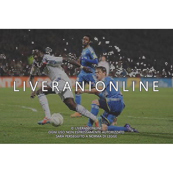 Bafetimbi GOMIS / Lucas MENDES - 15.01.2014 - Lyon / Marseille - 1/4Finale Coupe de la Ligue Photo : Jean Paul Thomas / Icon Sport AG ALDO LIVERANI SAS ONLY ITALY