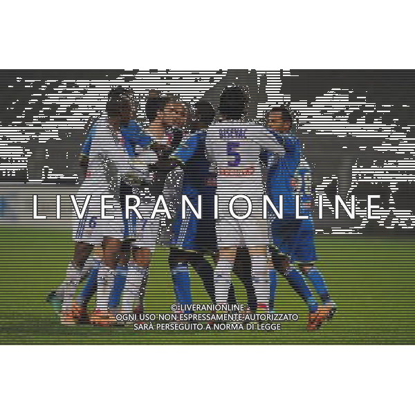 Altercation entre les deux equipes - 15.01.2014 - Lyon / Marseille - 1/4Finale Coupe de la Ligue Photo : Jean Paul Thomas / Icon Sport AG ALDO LIVERANI SAS ONLY ITALY