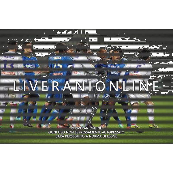 Altercation entre les deux equipes - 15.01.2014 - Lyon / Marseille - 1/4Finale Coupe de la Ligue Photo : Jean Paul Thomas / Icon Sport AG ALDO LIVERANI SAS ONLY ITALY