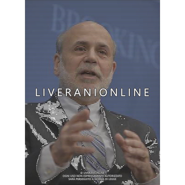 (140116) -- WASHINGTON D.C., Jan. 16, 2014 () -- U.S. Federal Reserve Board Chairman Ben Bernanke speaks during a session on \'Central Banking after the Great Recession: Lessons Learned and Challenges Ahead\', at the Brookings Institution in Washington D.C., capital of the United States, Jan. 16, 2014. (/Zhang Jun) AG ALDO LIVERANI SAS ONLY ITALY