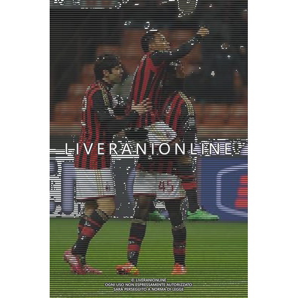 Milano 22-01-2014 TIM Cup - Coppa Italia quarti di finale Stadio Giuseppe Meazza - San Siro Milan - Udinese nella foto Balotelli segna 1 a 0 Milan foto Roberto Garavaglia - ag. Aldo Liverani sas
