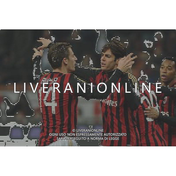Milano 22-01-2014 TIM Cup - Coppa Italia quarti di finale Stadio Giuseppe Meazza - San Siro Milan - Udinese nella foto Valter Birsa (Milan) e a DX Ricardo Kaka\' (Milan) foto Roberto Garavaglia - ag. Aldo Liverani sas
