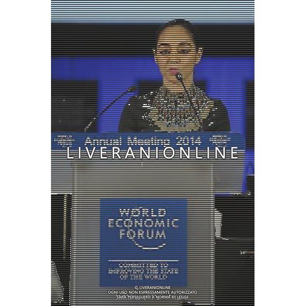 DAVOS/SWITZERLAND, 21JAN14 - Shirin Neshat, Artist, USA speaks during the crystal award at the Annual Meeting 2014 of the World Economic Forum at the congress centre in Davos, January 21, 2014. WORLD ECONOMIC FORUM/swiss-image.ch/Photo Michael Buholzer Â©Photoshot/Ag. Aldo Liverani s.a.s.-Only Italy-Editorial Use Only