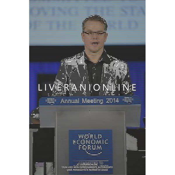 DAVOS/SWITZERLAND, 21JAN14 - Matt Damon, Actor and Co-Founder, Water.org, USA delivers a speech during the Annual Meeting 2014 of the World Economic Forum at the congress centre in Davos, January 21, 2014. WORLD ECONOMIC FORUM/swiss-image.ch/Photo Michael Buholzer Â©Photoshot/Ag. Aldo Liverani s.a.s.-Only Italy-Editorial Use Only