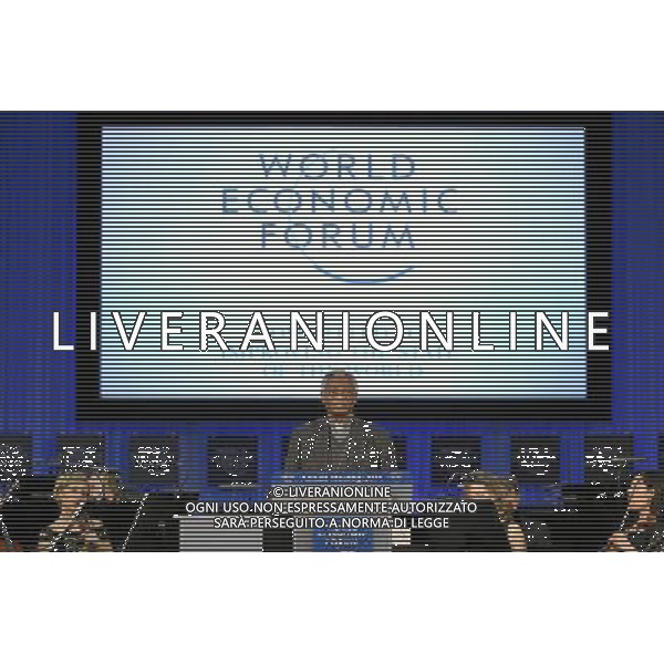 DAVOS/SWITZERLAND, 21JAN14 - Peter Kodwo Appiah Turkson, Cardinal; President, Pontifical Council for Justice and Peace, Vatican City State addresses the audience during the Annual Meeting 2014 of the World Economic Forum at the congress centre in Davos, January 21, 2014. WORLD ECONOMIC FORUM/swiss-image.ch/Photo Michael Buholzer Â©Photoshot/Ag. Aldo Liverani s.a.s.-Only Italy-Editorial Use Only