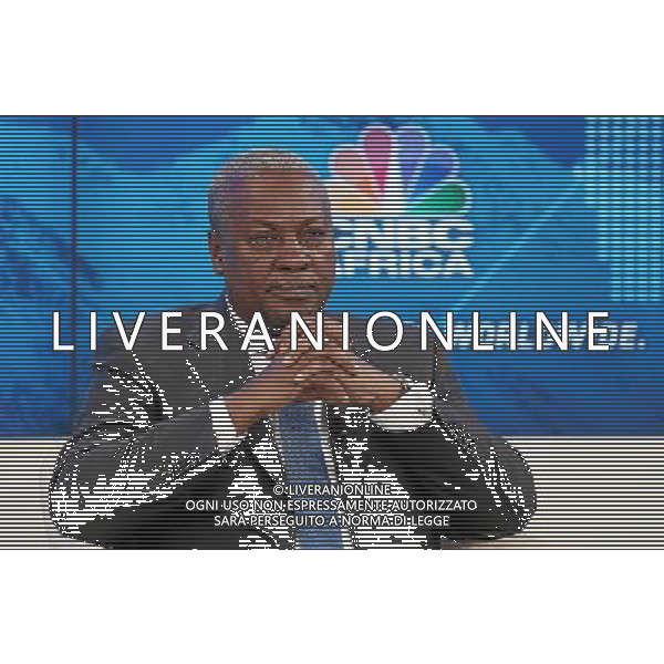DAVOS/SWITZERLAND, 22JAN14 - John Dramani Mahama, President of Ghana is listening during the session \'Africa\'s Next Billion\' at the Annual Meeting 2014 of the World Economic Forum at the congress centre in Davos, January 22, 2014. WORLD ECONOMIC FORUM/swiss-image.ch/Photo Jolanda Flubacher Â©Photoshot/Ag. Aldo Liverani s.a.s.-Only Italy-Editorial Use Only