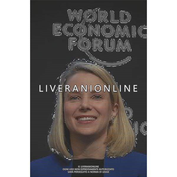 DAVOS/SWITZERLAND, 22JAN14 - Marissa Mayer, Chief Executive Officer, Yahoo, USA; Co-Chair of the World Economic Forum Annual Meeting 2014; Young Global Leader smiles during the session \'The New Digital Context\' at the Annual Meeting 2014 of the World Economic Forum at the congress centre in Davos, January 22, 2014. WORLD ECONOMIC FORUM/swiss-image.ch/Photo RÃ©my Steinegger Â©Photoshot/Ag. Aldo Liverani s.a.s.-Only Italy-Editorial Use Only