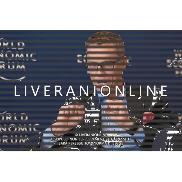 DAVOS/SWITZERLAND, 22JAN14 - Alexander Stubb Minister of European Affairs and Foreign Trade of Finland gestures during the session \'The New Manufacturing Context\' at the Annual Meeting 2014 of the World Economic Forum at the congress centre in Davos, January 22, 2014. WORLD ECONOMIC FORUM/swiss-image.ch/Photo Jolanda Flubacher Â©Photoshot/Ag. Aldo Liverani s.a.s.-Only Italy-Editorial Use Only