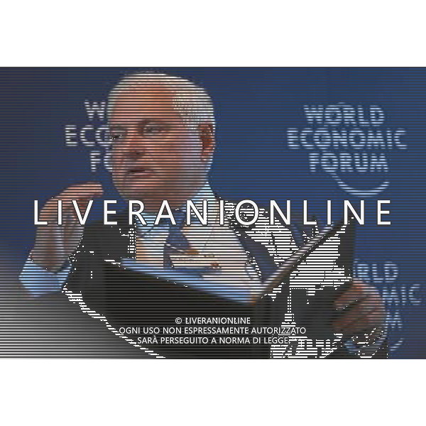 DAVOS/SWITZERLAND, 22JAN14 - Ricardo Martinelli, President of Panama gestures during the session \'The New Latin America Context\' at the Annual Meeting 2014 of the World Economic Forum at the congress centre in Davos, January 22, 2014. WORLD ECONOMIC FORUM/swiss-image.ch/Photo Christof Sonderegger Â©Photoshot/Ag. Aldo Liverani s.a.s.-Only Italy-Editorial Use Only