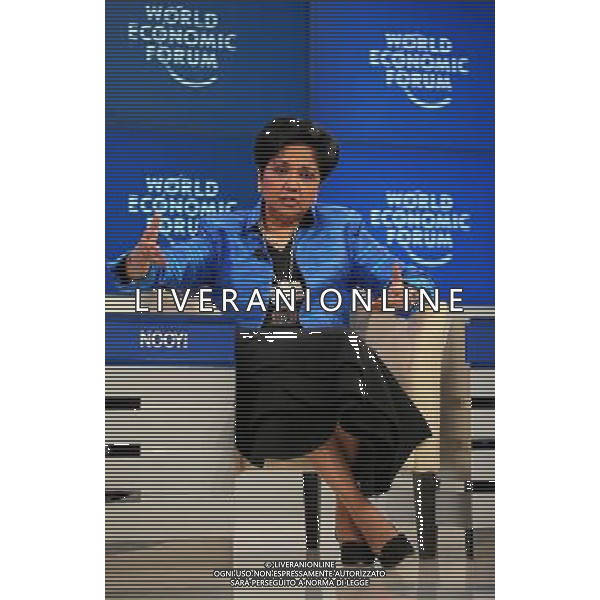 DAVOS/SWITZERLAND, 22JAN14 - Indra Nooyi, Chairman and Chief Executive Officer, PepsiCo, USA; World Economic Forum Foundation Board Member gestures during the open forum \'Doing Business the Right Way\' at the Annual Meeting 2014 of the World Economic Forum at the congress centre in Davos, January 22, 2014. WORLD ECONOMIC FORUM/swiss-image.ch/Photo Michael Buholzer Â©Photoshot/Ag. Aldo Liverani s.a.s.-Only Italy-Editorial Use Only