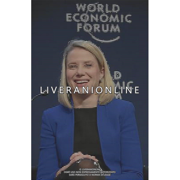 DAVOS/SWITZERLAND, 22JAN14 - Marissa Mayer, Chief Executive Officer, Yahoo, USA; Co-Chair of the World Economic Forum Annual Meeting 2014; Young Global Leader smiles during the session \'The New Digital Context\' at the Annual Meeting 2014 of the World Economic Forum at the congress centre in Davos, January 22, 2014. WORLD ECONOMIC FORUM/swiss-image.ch/Photo RÃˆmy Steinegger