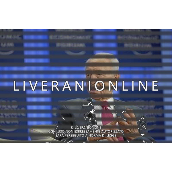 Shimon Peres, President of Israel during the session \'Celebrating the Spirit of Davos\' at the Annual Meeting 2014 of the World Economic Forum at the congress centre in Davos, January 24, 2014. WORLD ECONOMIC FORUM/swiss-image.ch/Photo Urs Jaudas ©Photoshot/Ag. Aldo Liverani s.a.s.-Only Italy-Editorial Use Only