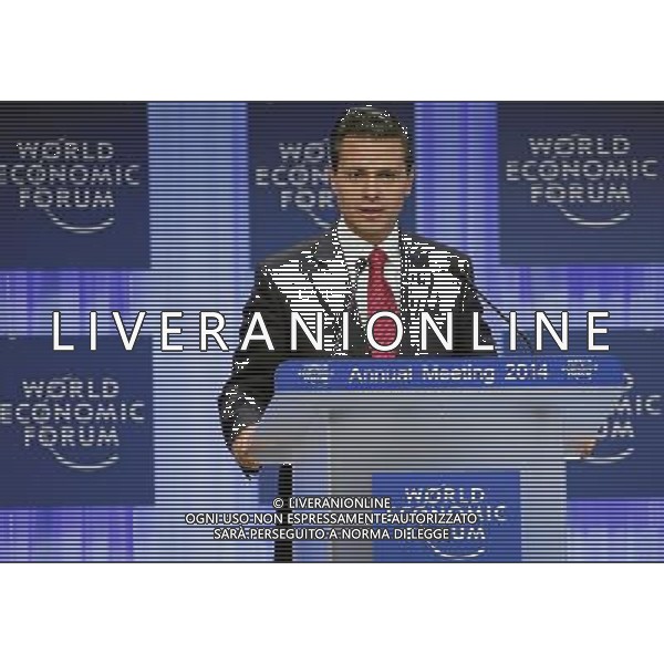 Enrique Pena Nieto, President of Mexico; Young Global Leader Alumnus, gives a special adress during the Annual Meeting 2014 of the World Economic Forum at the congress centre in Davos, January 23, 2014. WORLD ECONOMIC FORUM/swiss-image.ch/Photo RÈmy Steinegger ©Photoshot/Ag. Aldo Liverani s.a.s.-Only Italy-Editorial Use Only