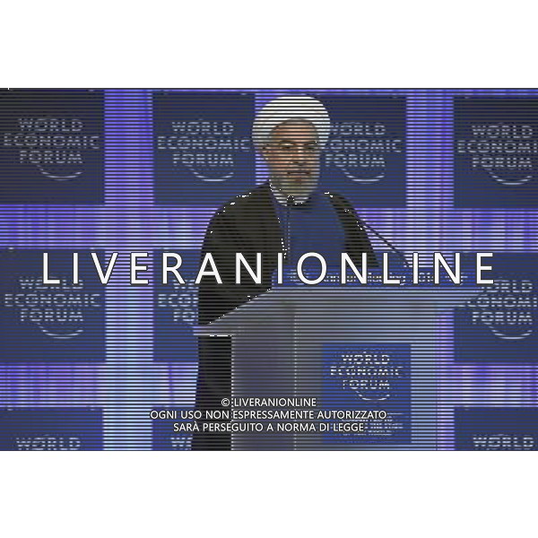 Hassan Rouhani, President of the Islamic Republic of Iran speaks during the session \'Iran in the World\' at the Annual Meeting 2014 of the World Economic Forum at the congress centre in Davos, January 23, 2014. WORLD ECONOMIC FORUM/swiss-image.ch/Photo RÈmy Steinegger ©Photoshot/Ag. Aldo Liverani s.a.s.-Only Italy-Editorial Use Only