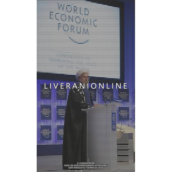 Hassan Rouhani, President of the Islamic Republic of Iran talks to the audience during the session \'Iran in the World\' at the Annual Meeting 2014 of the World Economic Forum at the congress centre in Davos, January 23, 2014. WORLD ECONOMIC FORUM/swiss-image.ch/Photo Nicola Pitaro ©Photoshot/Ag. Aldo Liverani s.a.s.-Only Italy-Editorial Use Only
