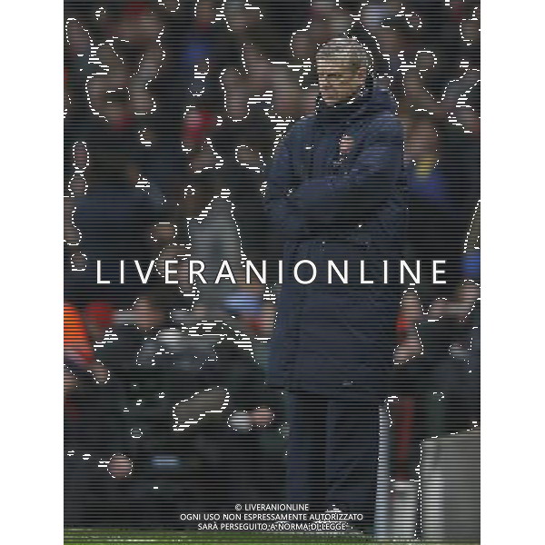 (140125) -- LONDON, Jan. 25, 2014 () -- Arsene Wenger, manager of Arsenal looks on during FA Cup Fourth Round match between Arsenal and Coventry City at Emirates Stadium in London, Britain on Jan. 24, 2014. Arsenal won 4-0. (/Wang Lili) FOR EDITORIAL USE ONLY. NOT FOR SALE FOR MARKETING OR ADVERTISING CAMPAIGNS. NO USE WITH UNAUTHORIZED AUDIO, VIDEO, DATA, FIXTURE LISTS, CLUBLEAGUE LOGOS OR LIVE SERVICES. ONLINE IN-MATCH USE LIMITED TO 45 IMAGES, NO VIDEO EMULATION. NO USE IN BETTING, GAMES OR SINGLE CLUBLEAGUEPLAYER PUBLICATIONS. AG ALDO LIVERANI SAS ONLY ITALY