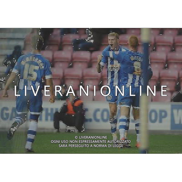 JAMES MCCLEAN \' GOALSCORER BEN WATSON WIGAN ATHLETIC V CRYSTAL PALACE FC WIGAN ATHLETIC V CRYSTAL PALACE FC, THE BUDWEISER FA CUP DW STADIUM, WIGAN, ENGLAND 25 January 2014 GAT78159 THE BUDWEISER FA CUP 25/01/2014 WARNING! This Photograph May Only Be Used For Newspaper And/Or Magazine Editorial Purposes. May Not Be Used For Publications Involving 1 player, 1 Club Or 1 Competition Without Written Authorisation From Football DataCo Ltd. For Any Queries, Please Contact Football DataCo Ltd on +44 (0) 207 864 9121 AG ALDO LIVERANI SAS ONLY ITALY AG ALDO LIVERANI SAS ONLY ITALY