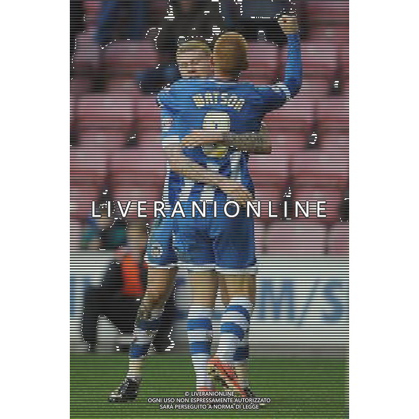 JAMES MCCLEAN \' GOALSCORER BEN WATSON WIGAN ATHLETIC V CRYSTAL PALACE FC WIGAN ATHLETIC V CRYSTAL PALACE FC, THE BUDWEISER FA CUP DW STADIUM, WIGAN, ENGLAND 25 January 2014 GAT78158 THE BUDWEISER FA CUP 25/01/2014 WARNING! This Photograph May Only Be Used For Newspaper And/Or Magazine Editorial Purposes. May Not Be Used For Publications Involving 1 player, 1 Club Or 1 Competition Without Written Authorisation From Football DataCo Ltd. For Any Queries, Please Contact Football DataCo Ltd on +44 (0) 207 864 9121 AG ALDO LIVERANI SAS ONLY ITALY AG ALDO LIVERANI SAS ONLY ITALY