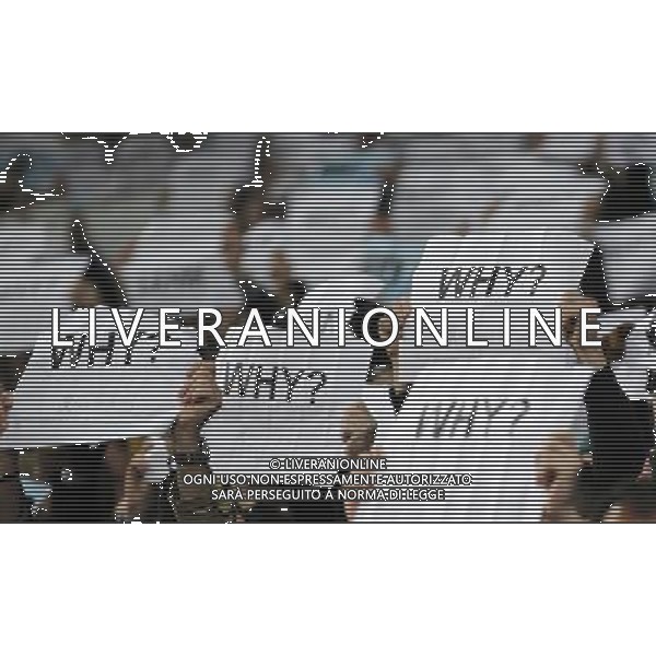 (140125) -- LONDON, Jan. 25, 2014 () -- Coventry City fans hold signs in protest during FA Cup Fourth Round match between Arsenal and Coventry City at Emirates Stadium in London, Britain on Jan. 24, 2014. Coventry City lost 0-4 . (/Wang Lili) FOR EDITORIAL USE ONLY. NOT FOR SALE FOR MARKETING OR ADVERTISING CAMPAIGNS. NO USE WITH UNAUTHORIZED AUDIO, VIDEO, DATA, FIXTURE LISTS, CLUBLEAGUE LOGOS OR LIVE SERVICES. ONLINE IN-MATCH USE LIMITED TO 45 IMAGES, NO VIDEO EMULATION. NO USE IN BETTING, GAMES OR SINGLE CLUBLEAGUEPLAYER PUBLICATIONS. AG ALDO LIVERANI SAS ONLY ITALY