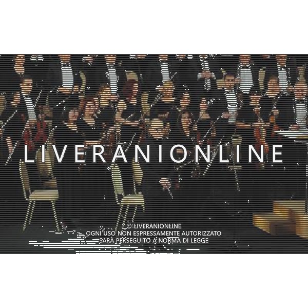 (140126) -- BAKU, Jan. 26, 2014 () -- World-famous Italian musician Ennio Morricone (front) performs with his orchestra at a concert in Azerbaijan\'s capital Baku on Jan. 25, 2014. Oscar winner Ennio Morricone held his first concert in Azerbaijan to celebrate the 85th anniversary of country\'s grand concert. (/Tofik Babayev) AG ALDO LIVERANI SAS ONLY ITALY