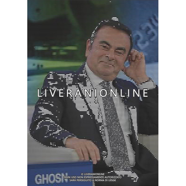 Carlos Ghosn, Chairman and Chief Executive Officer, Renault-Nissan Alliance, France; World Economic Forum Foundation Board Member smiles during the session \'Gender-driven Growth\' at the Annual Meeting 2014 of the World Economic Forum at the congress centre in Davos, January 25, 2014. WORLD ECONOMIC FORUM/swiss-image.ch/Photo Remy Steinegger AG ALDO LIVERANI SAS ONLY ITALY