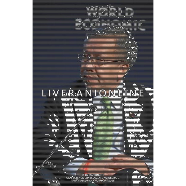 Gregory L. Domingo, Secretary of Trade and Industry of the Philippines; Special Envoy of the President to the World Economic Forum Annual Meeting listens during the session \'Building Resilience to Natural Disasters\' at the Annual Meeting 2014 of the World Economic Forum at the congress centre in Davos, January 25, 2014. WORLD ECONOMIC FORUM/swiss-image.ch/Photo Remy Steinegger AG ALDO LIVERANI SAS ONLY ITALY