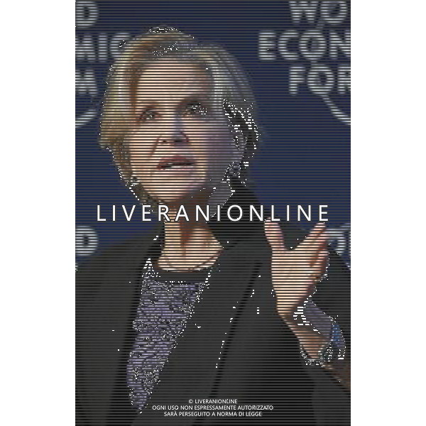 Judith Rodin, President, Rockefeller Foundation, USA; Co-Chair of the World Economic Forum Annual Meeting 2014 speaks during the session \'Building Resilience to Natural Disasters\' at the Annual Meeting 2014 of the World Economic Forum at the congress centre in Davos, January 25, 2014. WORLD ECONOMIC FORUM/swiss-image.ch/Photo Remy Steinegger AG ALDO LIVERANI SAS ONLY ITALY
