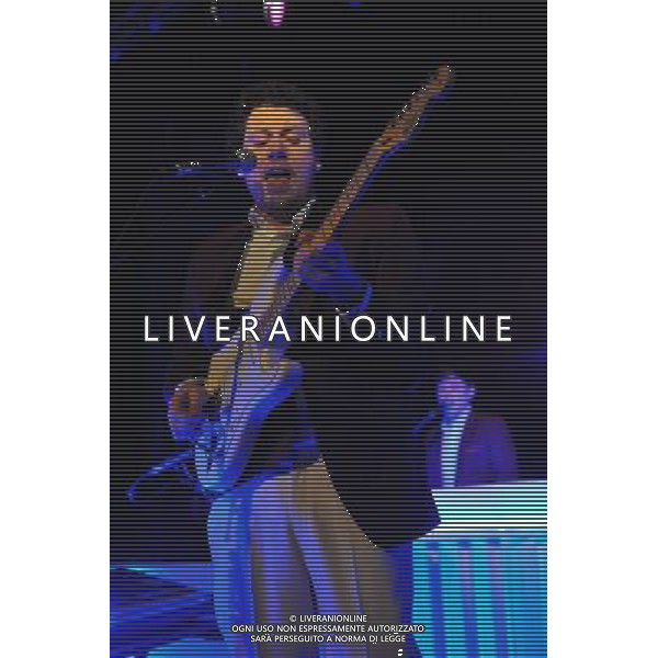 Metronomy perform at The Old Market in Brighton 29 January 2014. Band members include: Joseph Mount (pictured main) Oscar Cash (pictured background) Anna Prior Olugbenga Adelekan AG ALDO LIVERANI SAS ONLY ITALY